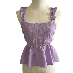 Lush Lavender Ruffle Strap Peplum Open Back Tank Feminine Spring Small
